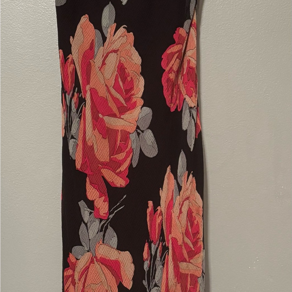 VINTAGE Betsey Johnson Black Dress with Red and Pink Floral Design